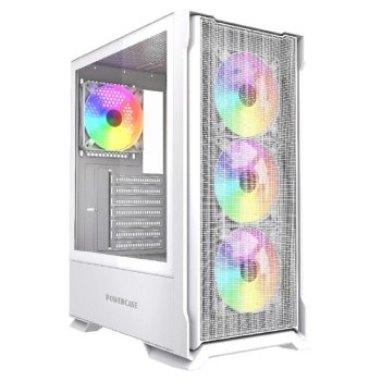 Корпус Powercase Mistral AZ4W ARGB, Tempered Glass, 4x 120mm ARGB Fans, белый, ATX (CMAZW-A4)