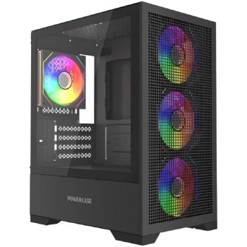 Корпус Powercase Mistral Micro B315, Tempered Glass, 4x 120mm ARGB PWM Fan, чёрный, mATX (CMMB315-A4)