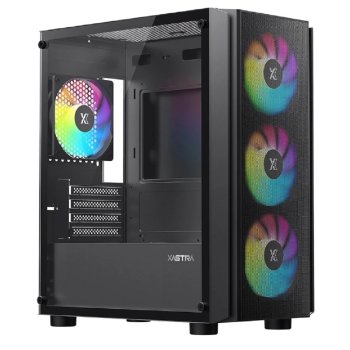 Корпус XASTRA A402M 4FC12A BK C6 mATX/Mesh/full-size TG/ 4x120mm ARGB PWM fans/Argb+PWM HUB 6port/ A402M-4FC12A-BK-C6