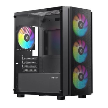 Корпус XASTRA A402M 4FRGB Black mATX/Mesh/full-size TG/4x120mm FRGB fans/ A402M-4FC12F-BK
