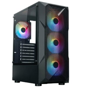 XASTRA Корпус  A304 4FRGB Black ATX/Mesh/half-size TG/4x120mm FRGB FC fans/ A304-4FC12F