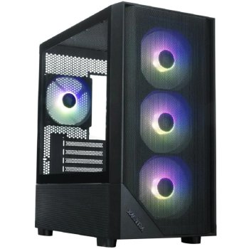 XASTRA Корпус  A401M 4ARGB-V2 Black mATX/Mesh /ScrewlessTG+mesh panel/ 4x120mm ARGB PWM FC fans/ A401M-V2-4FC12A