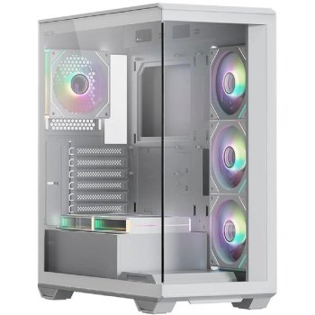 Корпус XASTRA Q600 6ARGB-C10-UC White ATX/Aquarium/Screewless/6x120mm ARGB PWM FM fans/Argb+PWM HUB 10port/ Type-C/ Q600-6FM12A-C10-UC-WH