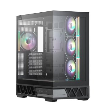 Корпус XASTRA Q700 4ARGB-C10-UC Black ATX/Aquarium/Screewless/4x120mm ARGB PWM mirror fans/Argb+PWM HUB 10port/Type C Q700-4FM12A-C10-UC