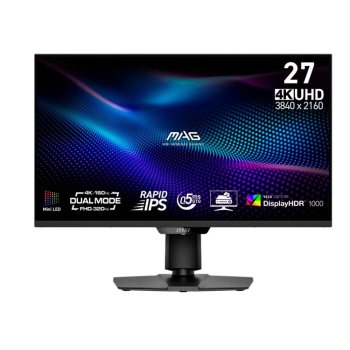 Монитор 27" MSI MAG 274UPDF E16M Black (Rapid IPS, 3840x2160/1920x1080, HDMI+HDMI+DP+Type C (15W), 0.5 ms, 178°/178°, 400 cd/m, 1000:1, 160Hz/320Hz)