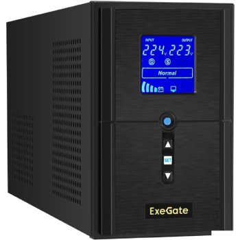 Источник бесперебойного питания Exegate EX295982RUS (инвертор, синус, для котла) ExeGate SineTower SN-1500.LCD.AVR.2SH.1C13.USB <1500VA/1200W, чистая