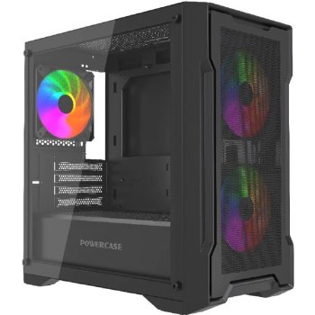 Корпус Powercase Mistral Micro X3B ARGB, Tempered Glass, 3x 120mm ARGB PWM Fan, чёрный, mATX (CMMXB-A3)