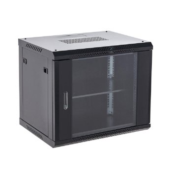 Шкаф Rexant (04-0966-112) Настенный шкаф 19" 9U 600х600х501 (ШхГхВ), дверь стекло, металлическая задняя стенка, боковые съемные стенки, RAL 9005
