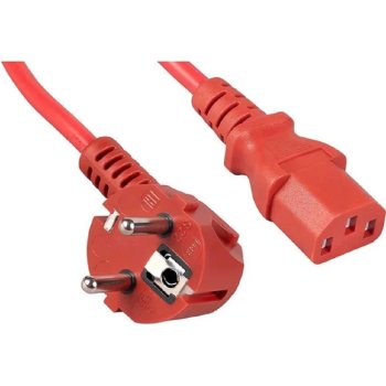 Кабель питания Cabeus PC-186-VDE-1.8M-RD компьютера (Schuko+C13) (3x0.75), красный, 1.8м