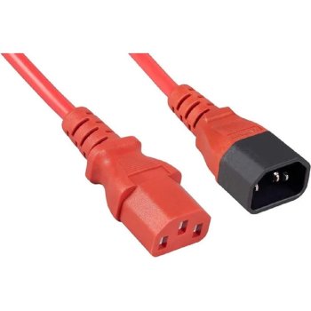 Кабель питания Cabeus PC-189-VDE-1.8M-RD монитор-компьютер IEC 320 C13 - IEC 320 C14 (3x0.75), красный, 1.8 м