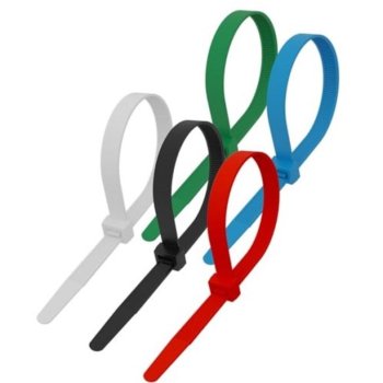 Стяжка Rexant (07-0208-25) кабельная нейлоновая 200x3,6мм, набор 5 цветов (25 шт/уп)