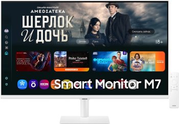 Монитор 32" Samsung Smart Monitor M7 S32FM703UI VA 3840x2160, 60 Гц, 4 мс, 16:9, 300 кд/м², 2xHDMI 2.0, USB-C (65 Вт PD), USB Hub (3x USB-A), динамики