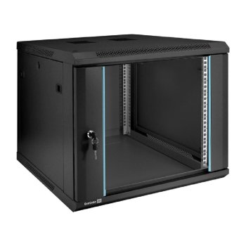 Шкаф Exegate EX298608RUS телекоммуникационный 19" настенный 9U ExeGate EC-WM-9U.600.G.BLACK (19”, 9U, 600x600x500mm (ШхГхВ), передняя дверь закаленное