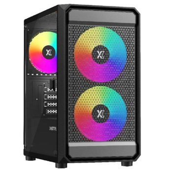 Корпус XASTRA A303M 3ARGB Black mATX/Mesh/ tempered glass / 2x140mm + 1x120mm ARGB PWM fans/ Door/ A303M-2FC14A-1FC12A-D