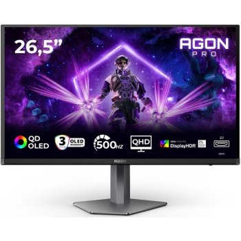 Монитор 26.5" AOC AGON AG276QKD2 Black-Grey (QD-OLED, 2560x1440, HDMI 2.1×2, DisplayPort 2.1, USB 3.2 Gen1×2, 0.03 ms, 178°/178°, 1000 cd/m(пиковая),