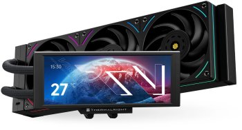 Система водяного охлаждения Thermalright Trofeo Vision 360 (360mm, LED, Black, ARGB/ Fans: 3x120mm, 69CFM, 27dBA, 2150RPM/ Pump height