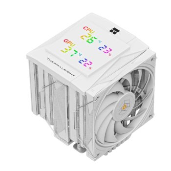 Вентилятор для процессора Thermalright Royal Knight 120 Digital White (4-pin PWM, LED temp., 162mm, Ni/Cu, 6x6mm, 2x120mm, 80.45CFM/56.36CFM, 29.4dBA/