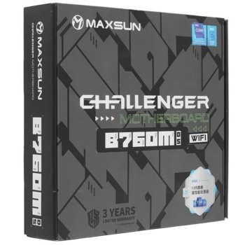 Материнская плата MAXSUN MS-Challenger B760M D5 WIFI V1/V2 (Socket 1700, mATX, 2*DDR5, VGA/HDMI, 3*SATA3, 2*M.2, 1*PCIEx16/1*PCIEx1, 2*USB2.0, 4*USB 3