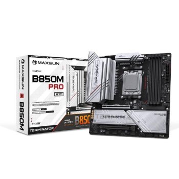 Материнская плата MAXSUN MS-Terminator B850M PRO WIFI (Socket AM5, mATX, 4*DDR5(192Gb), DP/HDMI, 2*SATA3, 3*M.2, 1*PCIEx16/1*PCIEx4, 1* Type-C, 4*USB