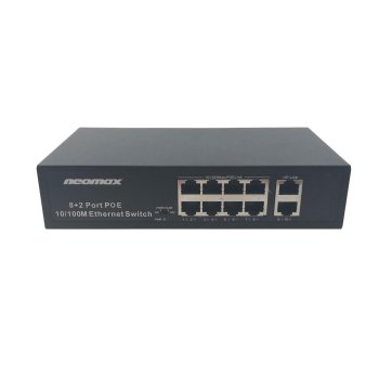 Коммутатор NEOMAX неуправляемый NMS-110PoE-100-S, 10 портов 100 Mbps, 8xPoE+, 220W, металл