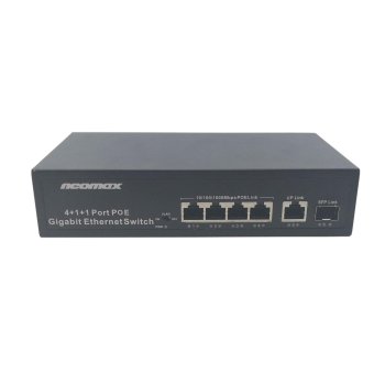 Коммутатор NEOMAX неуправляемый NMS-106PoE-1000-S, 6 портов 1000 Mbps, 4xPoE+, 1xSFP, 110W, металл