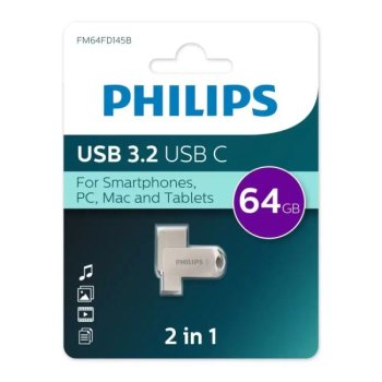 Накопитель USB Philips 2-in-1 <FM64FD145B/97> USB3.2/USB-C Flash Drive 64Gb (RTL)