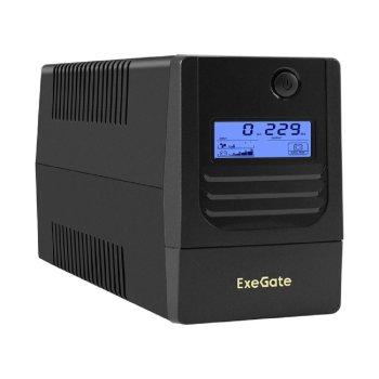 Источник бесперебойного питания Exegate EX299507RUS ExeGate Smart LB-1000.LCD.AVR.2SH.USB (1000VA/650W, LCD, AVR, 2*Schuko, USB, батарея 12V 9Ah, Blac