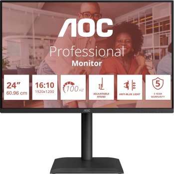 Монитор 24" AOC X24E4U черный IPS LED 4ms 16:9 HDMI M/M матовая HAS Piv 300cd 178гр/178гр 1920x1080 100Hz VGA DP FHD USB 5.22кг