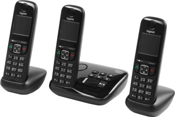 Радиотелефон Dect Gigaset AS690A Trio черный (труб. в компл.:3шт) автооветчик АОН