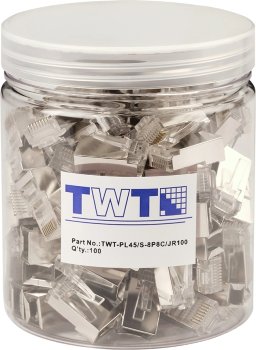 Коннектор LANMASTER (TWT-PL45/S-8P8C/JR100) STP cat.5e RJ45 прозрачный (упак.: 100 шт)