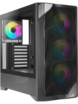 Корпус ПК без блока питания/ Case SAMA V42 Black, Midi-Tower, TG, 4x120mm ARGB, 2xUSB 3.0 + 1xUSB 3.2 Type-C, ATX, mATX, mITX Black