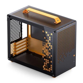 Корпус без блока питания Case JONSBO Z20, Mini-Tower, TG, no fan, 1xUSB-A 3.2 + 1xUSB-C 3.2, mATX, mITX Orange/Black