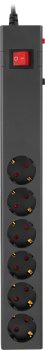 Сетевой фильтр Buro 600SE-1.8-B 1.8м (6 розеток) черный (коробка)