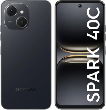 Смартфон Tecno Spark 40C 256Gb 8Gb черный моноблок 3G 4G 2Sim 6.67" 720x1600 Android 15 13Mpix 802.11 a/b/g/n/ac/ax GPS GSM900/1800 Protect FM microSD