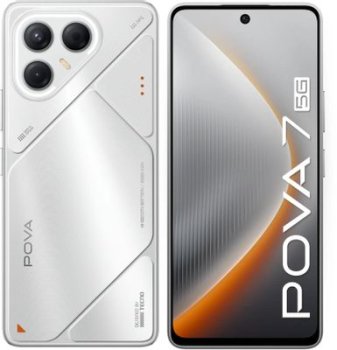 Смартфон Tecno Pova 7 5G 256Gb 8Gb серебристый моноблок 3G 4G 2Sim 6.78" 1080x2460 Android 15 50Mpix 802.11 a/b/g/n/ac/ax NFC GPS GSM900/1800 Protect