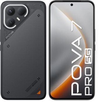 Смартфон Tecno Pova 7 Pro 5G 256Gb 12Gb черный моноблок 3G 4G 2Sim 6.78" 1224x2720 Android 15 64Mpix 802.11 a/b/g/n/ac/ax NFC GPS GSM900/1800 Protect
