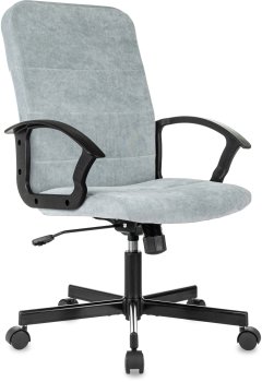 Кресло офисное Бюрократ Triest Fabric серо-голубой Light-28 крестов. металл черный