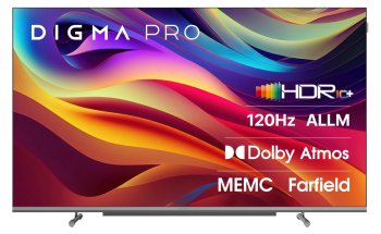 Телевизор-LCD OLED Digma Pro 65" OLED 65M Google TV Frameless черный/серебристый 4K Ultra HD 120Hz DVB-T DVB-T2 DVB-C DVB-S DVB-S2 USB WiFi Smart TV