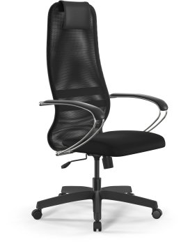 Кресло руководителя Метта SU-B-8 черный сиденье черный сетка с подголов. крестов. пластик хром