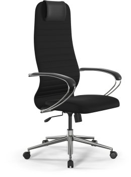 Кресло Метта SU-B-10 черный сиденье черный сетка с подголов. крестов. сталь хром