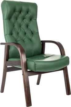 Кресло Бюрократ  T-9928WALNUT-CF зеленый кожа на ножках дерево