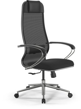 Кресло руководителя Метта ErgoLife Set 15 черный сиденье черный сетка/ткань с подголов. крестов. сталь хром