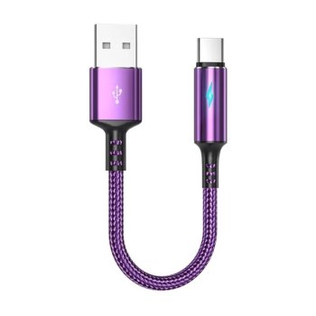 Кабель Olaf <AB368> USB2.0 AM 90DG-->USB-C M 90DG 0.15м 6A, Purple