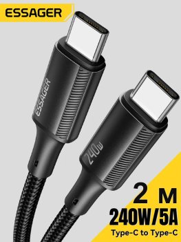 Кабель Essager USB2.0 CM-->CM 2м 240W-2M Black