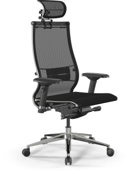 Кресло руководителя Метта Samurai S-3 черный сиденье черный сетка с подголов. крестов. алюминий хром