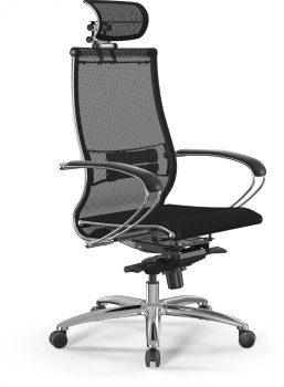 Кресло руководителя Метта Samurai S-2 черный сиденье черный сетка с подголов. крестов. алюминий хром