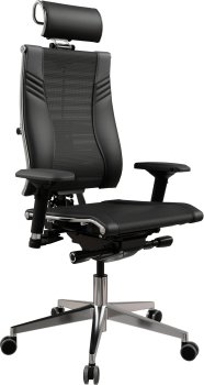 Кресло руководителя эргономичное Метта Yoga 4DT B2-15D - YM93+Infinity+carbon черный сетка/кожа с подголов. крестов. алюминий хром