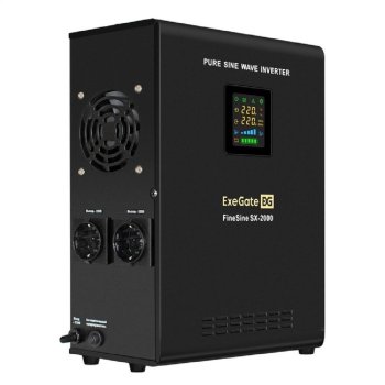 Источник бесперебойного питания Exegate EX296001RUS (инвертор, синус, для котла) настенный ExeGate FineSine SX-2000.LCD.AVR.2SH <2000VA/1400W, чистая