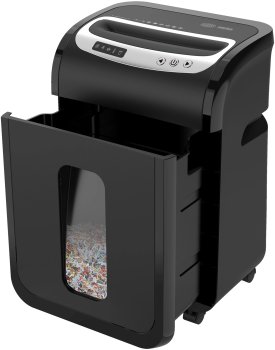 Уничтожитель бумаги Cactus CS-SH-G6 черный/серебристый (секр.P-5) фрагменты 16лист. 30лтр. скрепки скобы пл.карты CD