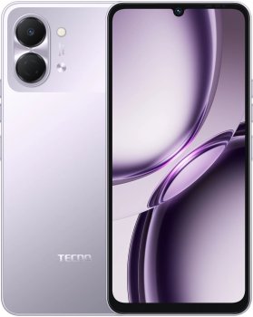 Смартфон Tecno Spark Go 3 128Gb 4Gb фиолетовый моноблок 3G 4G 2Sim 6.75" 720x1600 Android 15 13Mpix 802.11 a/b/g/n/ac NFC GPS GSM900/1800 Protect micr